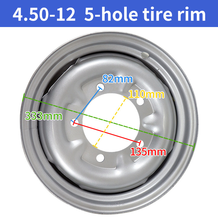 Customized wholesale and retail 12 inch steel rims 400-12 4.00-12 rear tire rims for electric tricycles and quads