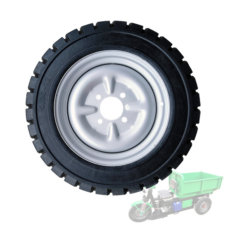 Customized electric tricycle front wheel 4.00-12 solid tires quality wear-resistant rubber does not inflate tires