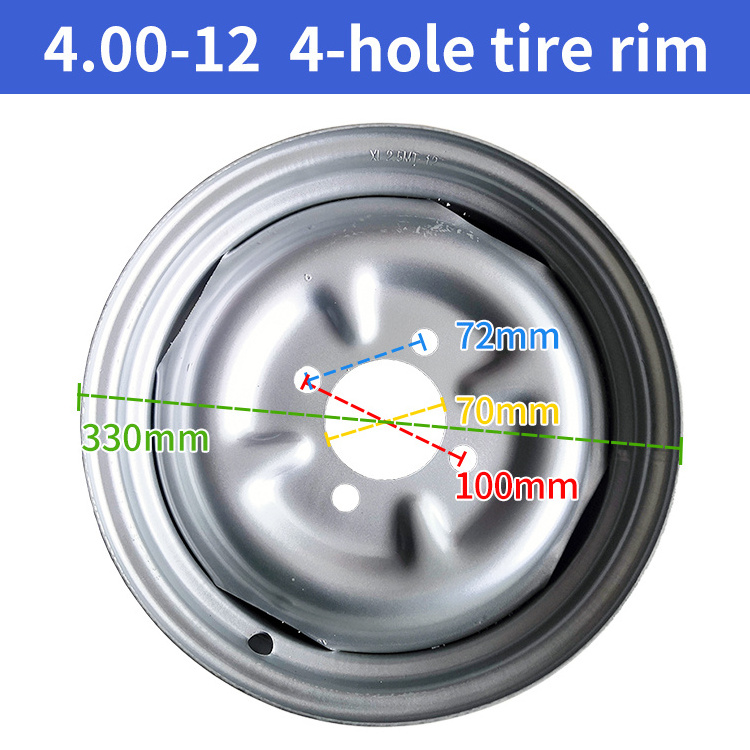 Customized wholesale and retail 12 inch steel rims 400-12 4.00-12 rear tire rims for electric tricycles and quads