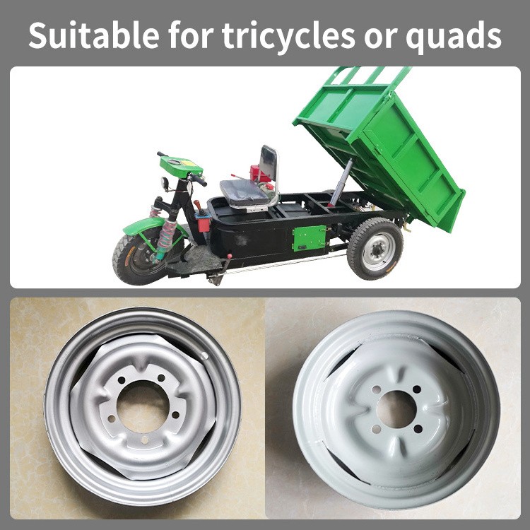 Customized wholesale and retail 14 inch steel rims 500-14 5.00-14 rear tire rims for electric tricycles and quads