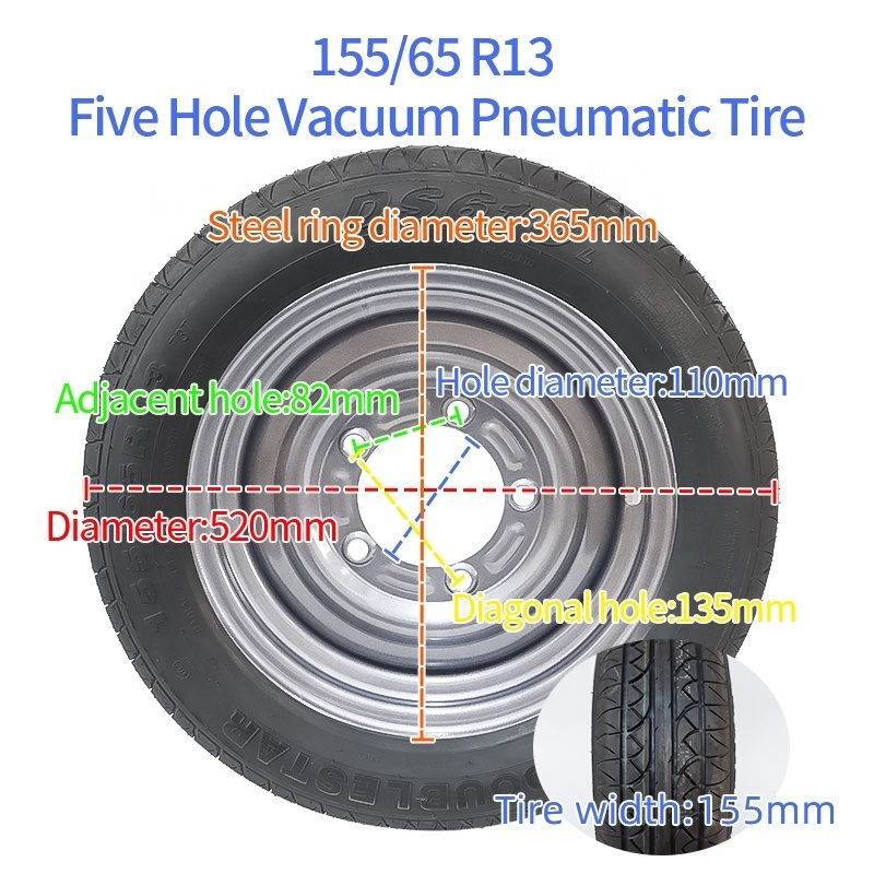 155/65 R13 vacuum pneumatic radial tire  thickened heavy duty tyre modified supporting TIRE ASSY