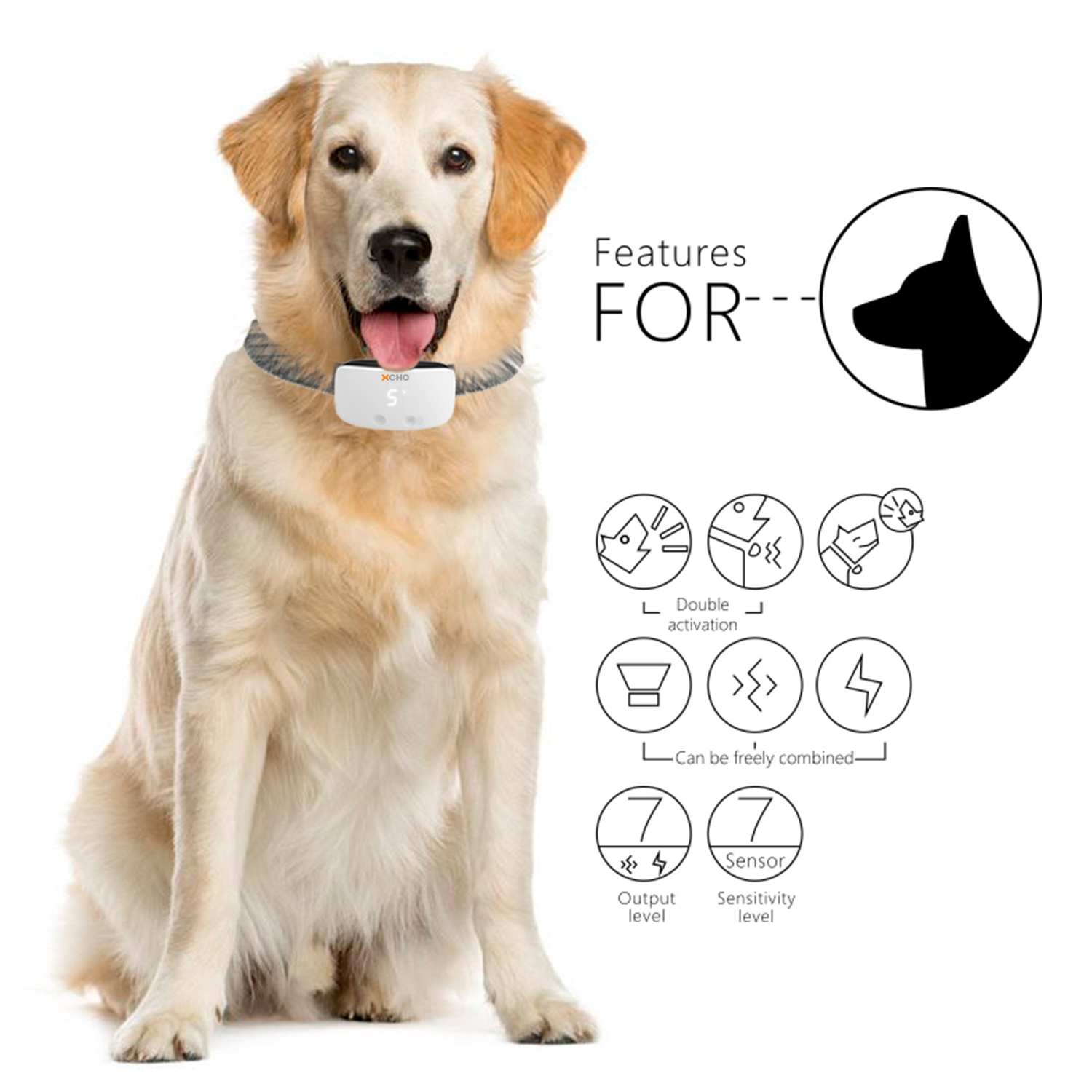 Waterproof Rechargeable Led Light Outdoor Anti Bark Slave Electric No Barking Control Device Dog Shock Collar For Dog