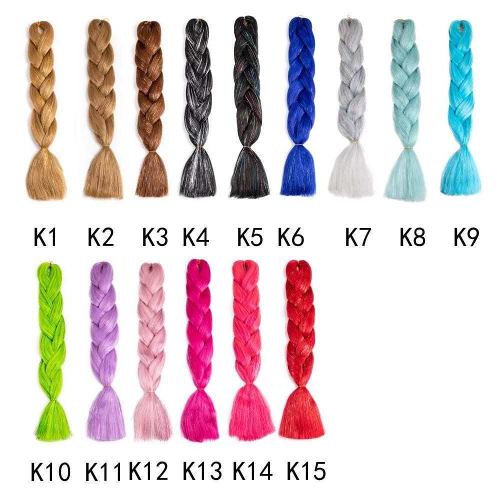 Wholesale Synthetic Tinsel Glowing Jumbo Braids Synthetic jumbo braiding hair with Tinsel