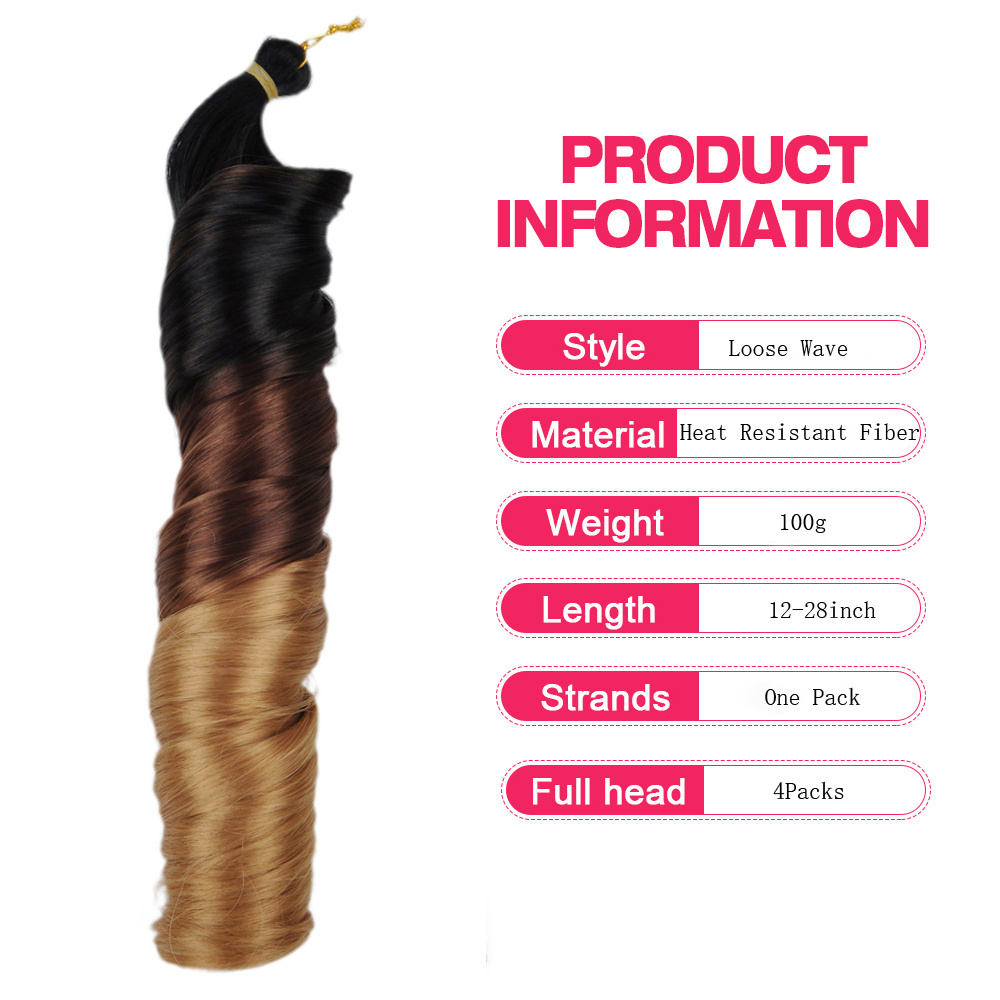 150g Crochet Braid Synthetic Hair Extensions Curly Braiding Hair Silky Loose Body Wave Pony Style Spiral Curl French Curls