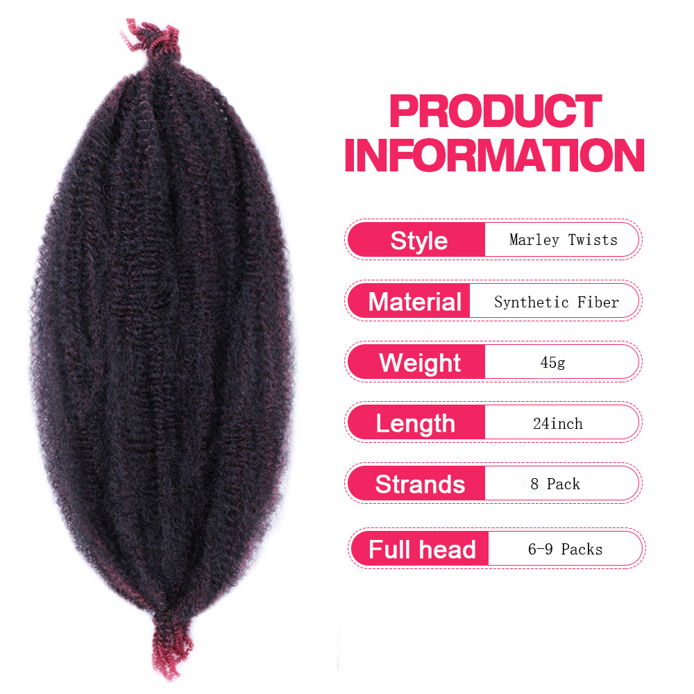 Kinky Afro Curl Ombre Hair Extension Marley Braid Crochet Braid Hair Spring Afro Twist Crochet Hair