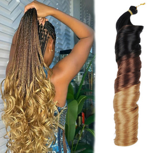 150g Crochet Braid Synthetic Hair Extensions Curly Braiding Hair French Curls Silky Loose Body Wave Pony Style Spiral Curl