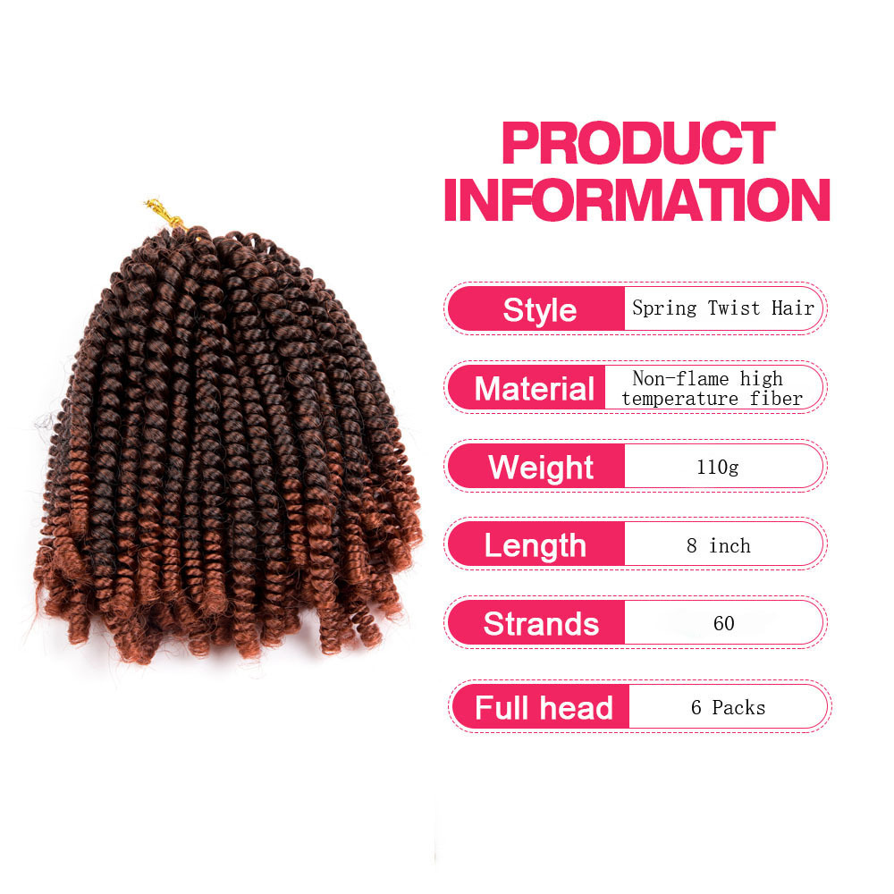 Nubian Twist Braid Hair Spring Hair 8 Inches Pre Looped Spring Twist Crochet Braid Spring Twist Hair 8 Inch