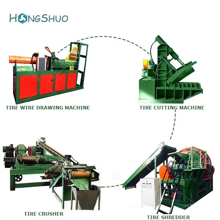 Full Automatic Waste Tire Recycling Rubber Granule Tire shredder Machine Double Hook Drawing Machine Rubber Crusher Machine