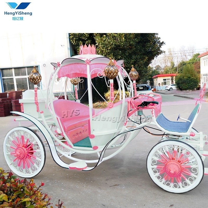 High Quality Pumpkin Antique Horse Drawn Power Wheels Cinderella Rental Wedding Crystal Horse Buggy Carriage