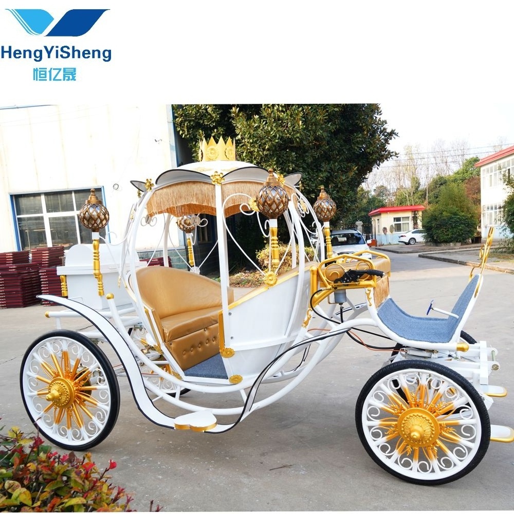 High Quality Pumpkin Antique Horse Drawn Power Wheels Cinderella Rental Wedding Crystal Horse Buggy Carriage