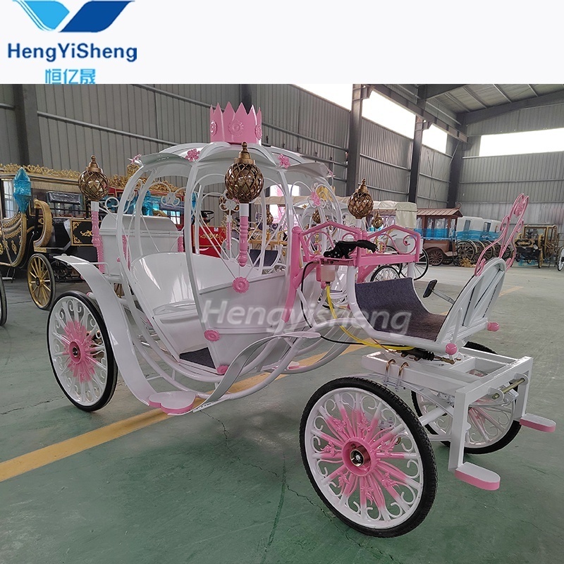 High Quality Pumpkin Antique Horse Drawn Power Wheels Cinderella Rental Wedding Crystal Horse Buggy Carriage