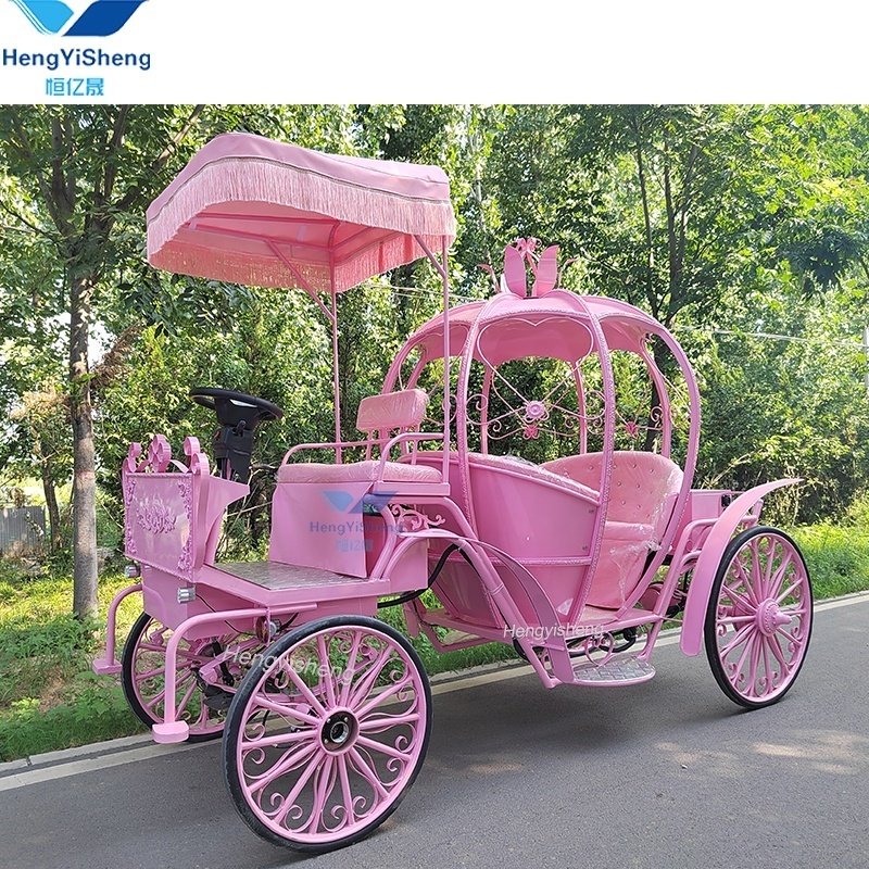 Beautiful pink Cinderella Pumpkin Horse Carriage/Wedding carriage/electric horseless carriage