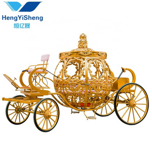 English Style Victoria Pumpkin Cinderella electric gold horse carriage/Luxury Four Wheels  Electric Golden horse cart