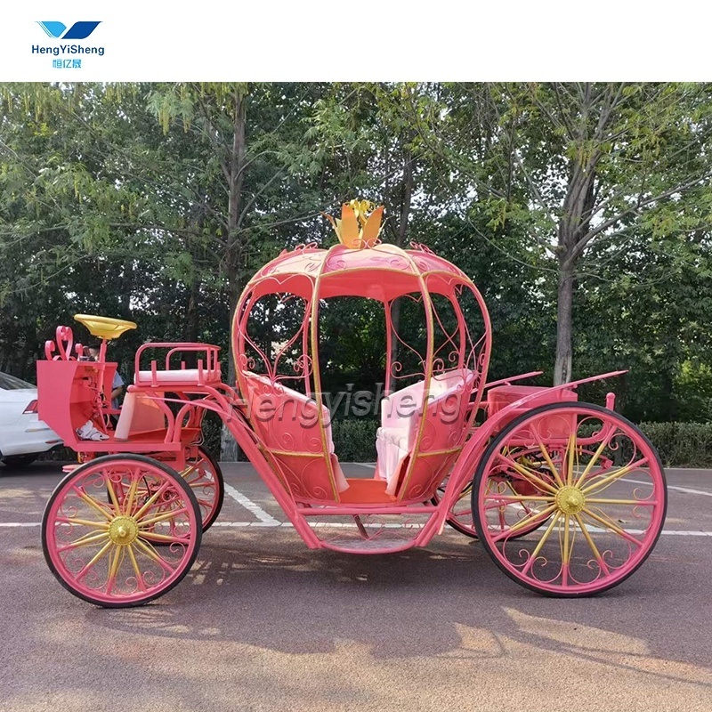 Beautiful Pumpkin Princess Royal Horse Buggy Pumpkin Horse Cart 4 Wheels Electric Cinderella Horse Carriages Good Price