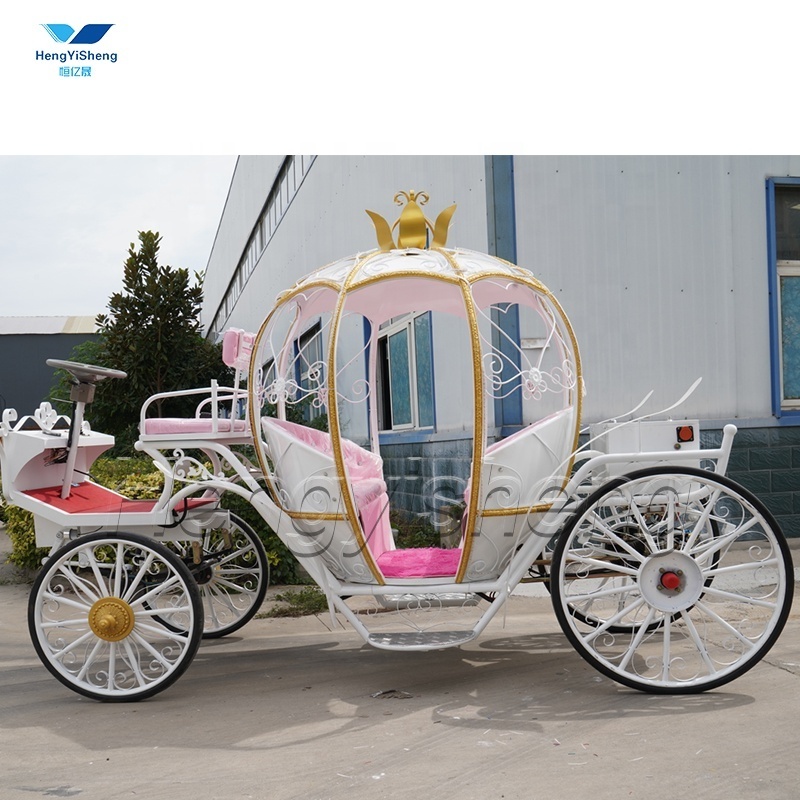 Beautiful Pumpkin Princess Royal Horse Buggy Pumpkin Horse Cart 4 Wheels Electric Cinderella Horse Carriages Good Price