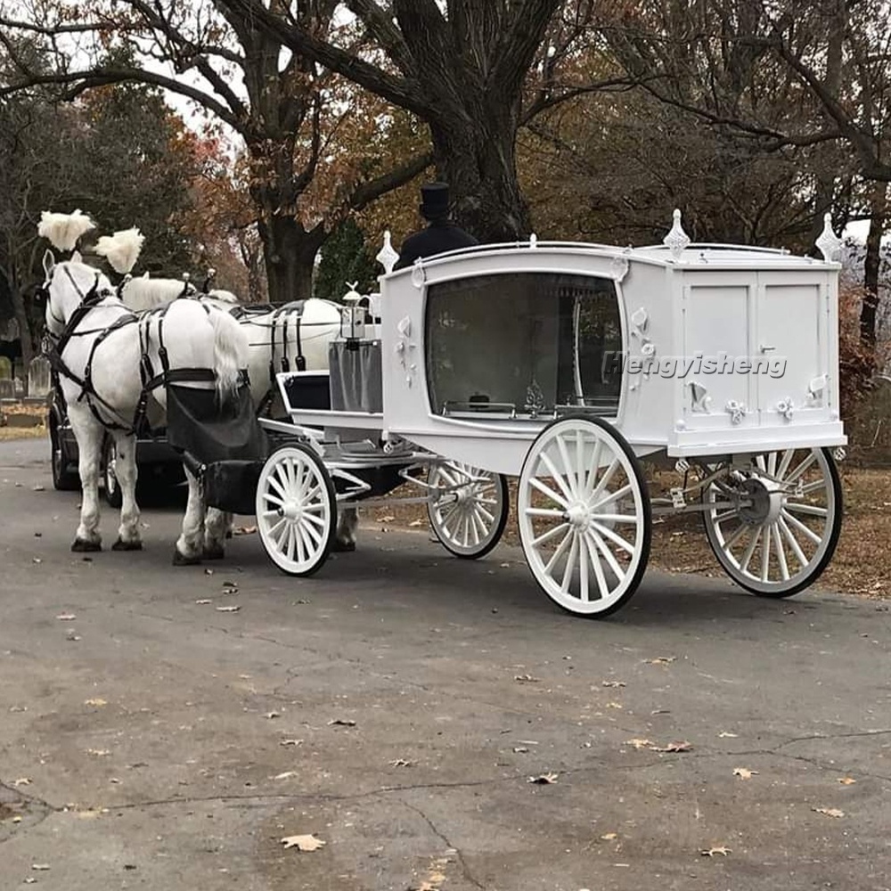 Funeral Coaches Manufacturer Coffin Horse Drawn Carriage /High Quality  Chariot Horse Drawn Hearse for Sale