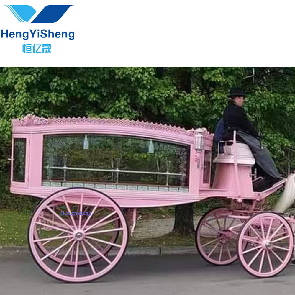 English Funeral Horse Drawn Buggy/Pink Funeral Horse Carriage/Royal Horse hearse Maker