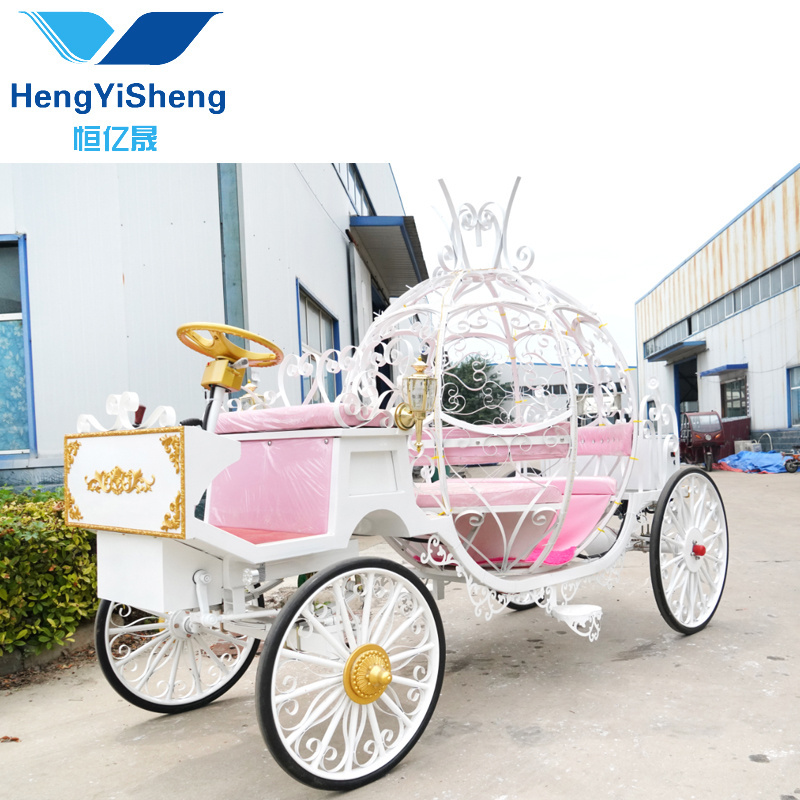 White Electric Cinderella Pumpkin Horse Carriage/pink seat wedding horse cart/Historical Royal Horse Carriage For Sightseeing