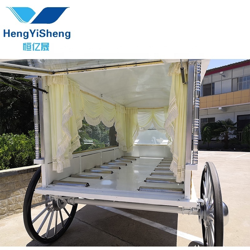 Pinkish Funeral coaches manufacturer/coffin horse drawn carriage/Nigerian white horse Hearse for sale