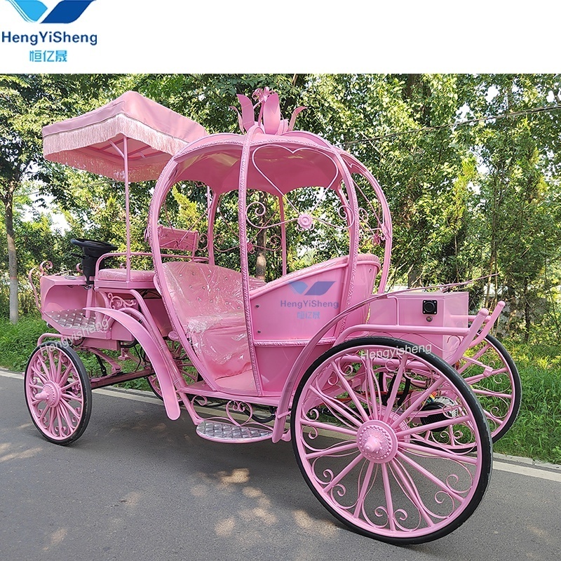 Beautiful pink Cinderella Pumpkin Horse Carriage/Perfect Wedding carriage/classic electric horseless carriage