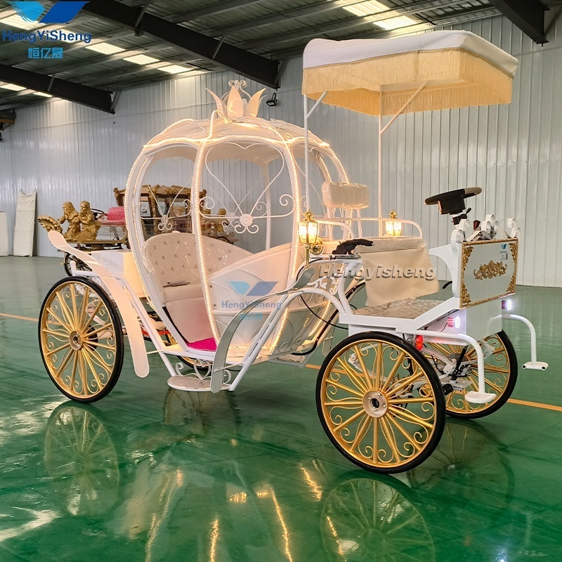 Hot sale Wedding Horse Cart Manufacturer Large Pink Wedding  Decorative Cinderella Electric Pumpkin Horse Carriage