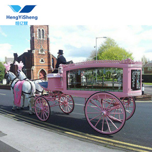 English Funeral Horse Drawn Buggy/Pink Funeral Horse Carriage/Royal Horse hearse Maker