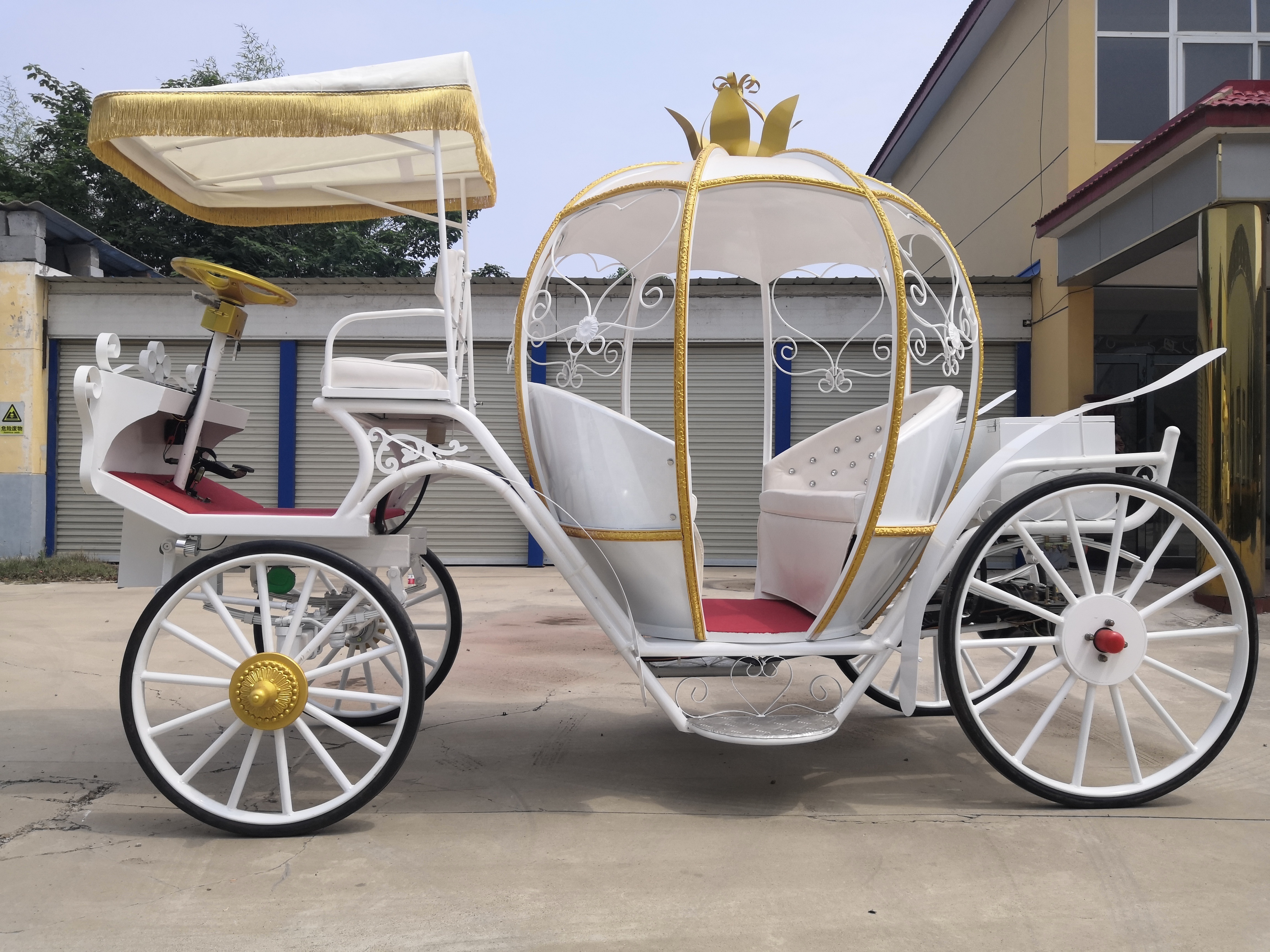 White Electric Cinderella Pumpkin Horse Carriage/Wedding carriage/electric horseless carriage