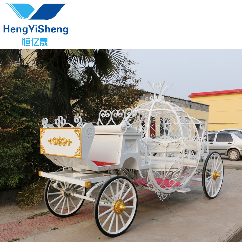 White Electric Cinderella Pumpkin Horse Carriage/pink seat wedding horse cart/Historical Royal Horse Carriage For Sightseeing