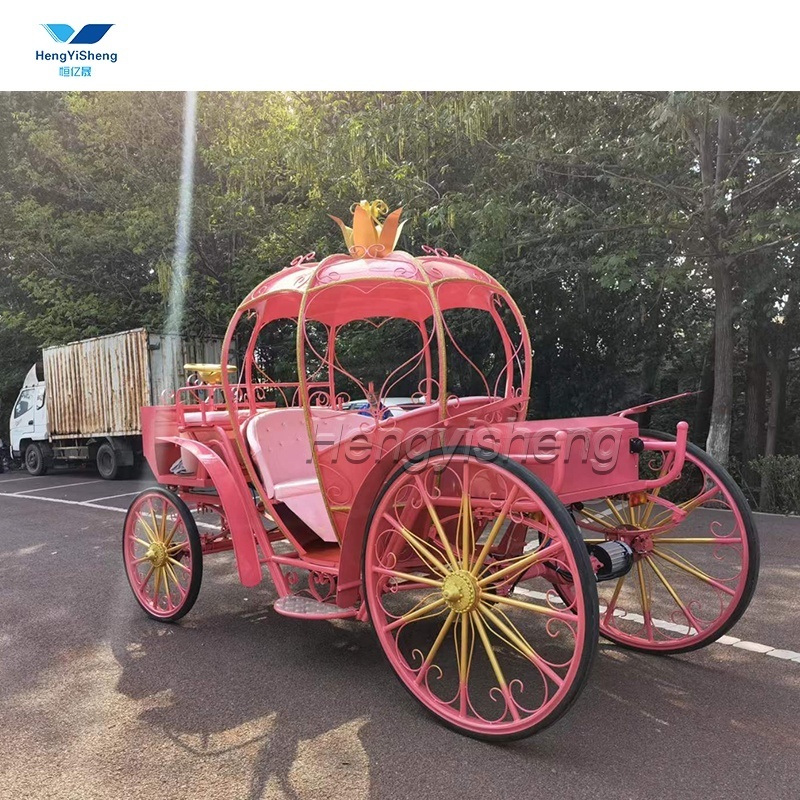 Beautiful Pumpkin Princess Royal Horse Buggy Pumpkin Horse Cart 4 Wheels Electric Cinderella Horse Carriages Good Price