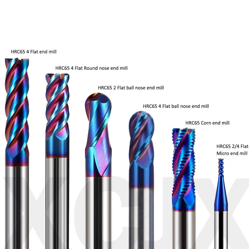 XCJ CNC Cutting Tools Tungsten Carbide endmill HRC65 4 Flute Fresa End Mill ball nose end mill Carbide Milling cutter