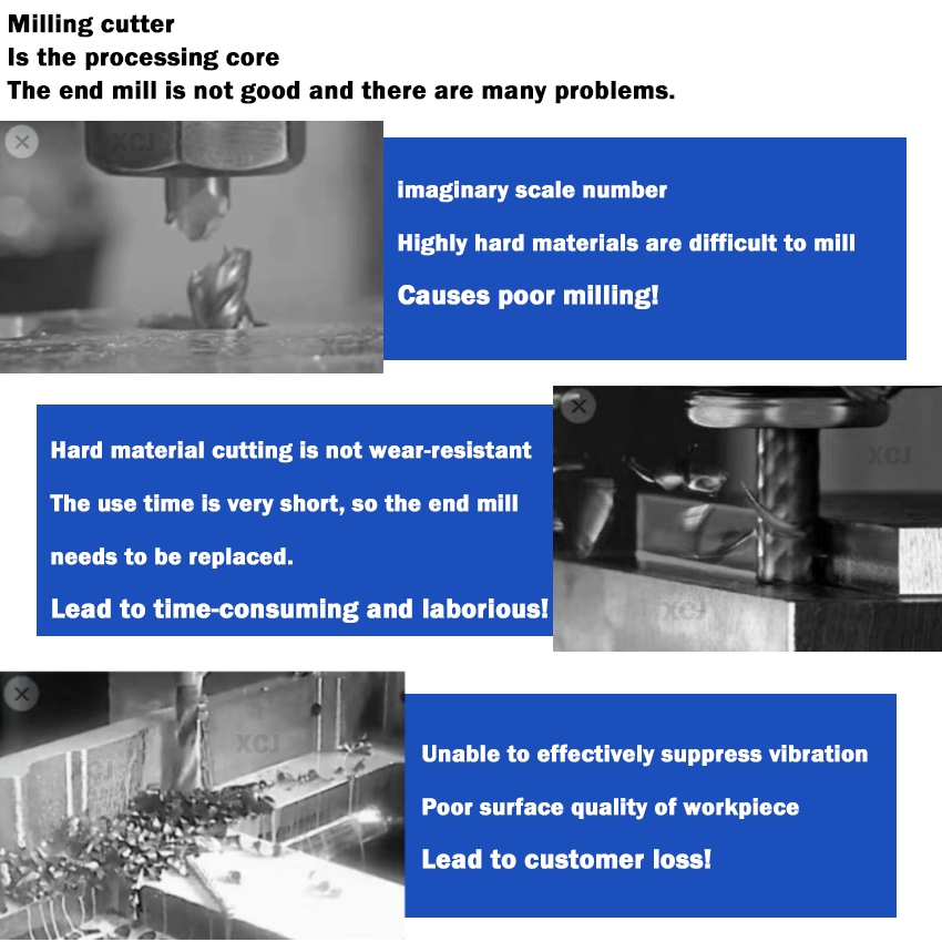 XCJ CNC Cutting Tools Tungsten Carbide endmill HRC65 4 Flute Fresa End Mill ball nose end mill Carbide Milling cutter