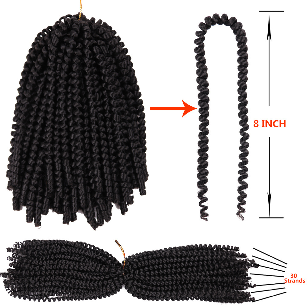 wholesale Spring Twist Hair Crochet Twist Braids Afro Hair Nubian Twist Braiding Synthetic Hair Extension 30strands/pack 8 inch