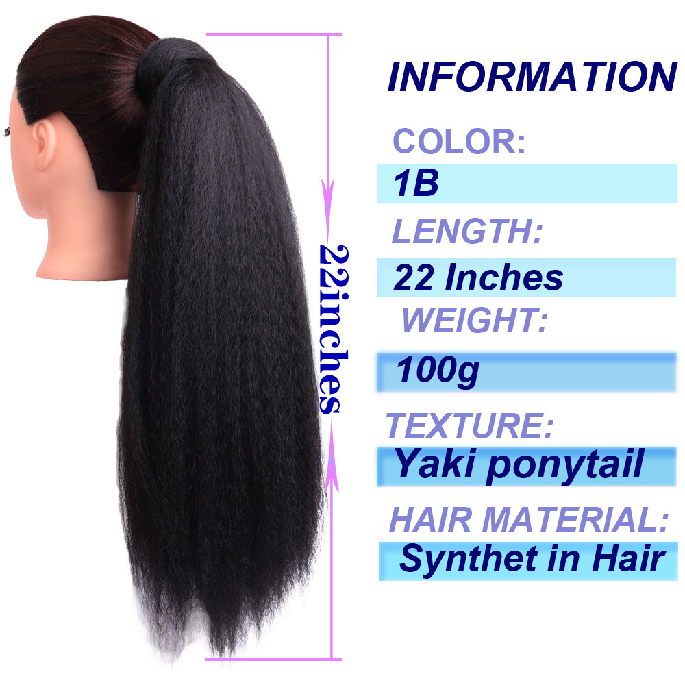 Top Sell Synthetic Yaki Straight Ponytail Hair Piece  Afro Kinky Curly Ponytail with Nylon Tape For Black Women