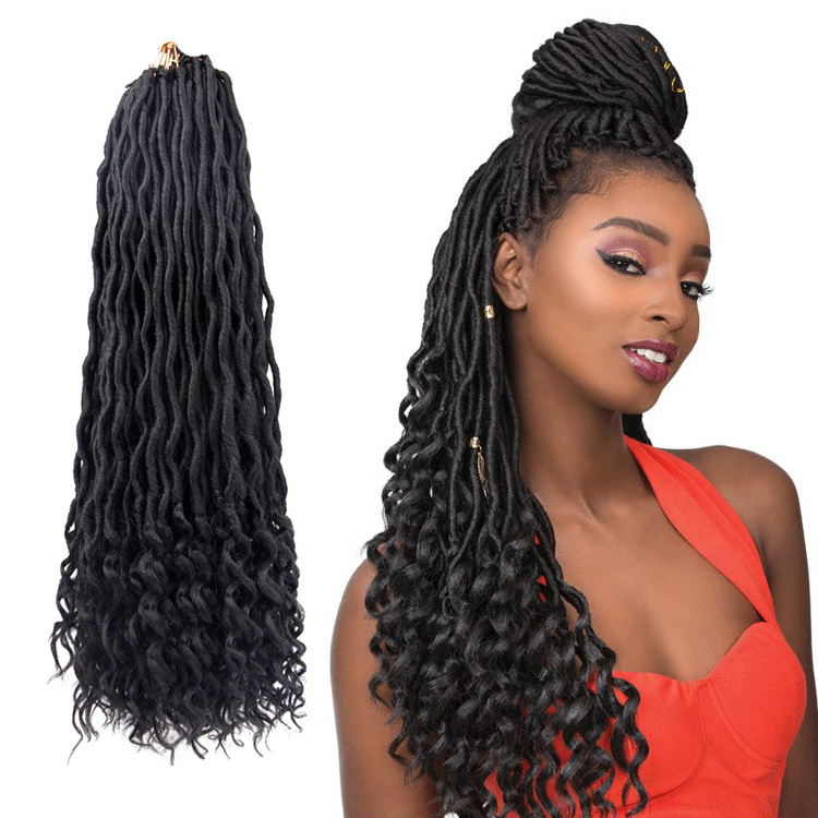 100G 24Strands 18Inch Long Synthetic Crochet Braids Hair Extensions Goddess Faux Locs Soft DreadLock Nu Locs for Black Women