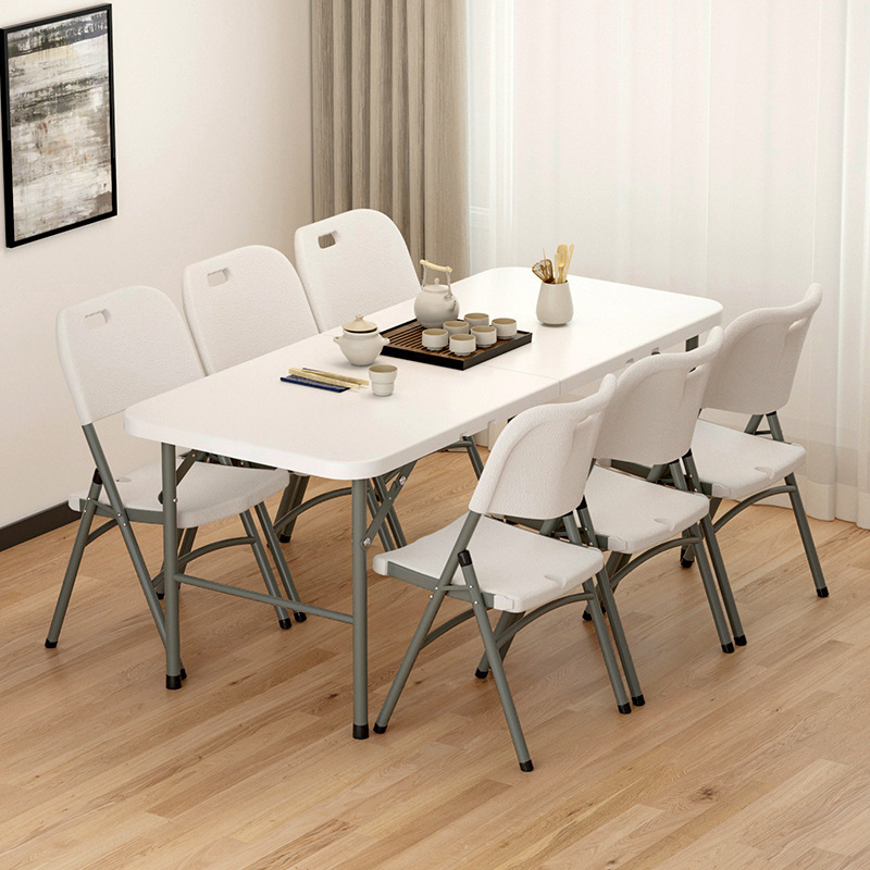 white folding chair household dining chair plastic conference chair blow moulding folding reception exhibition