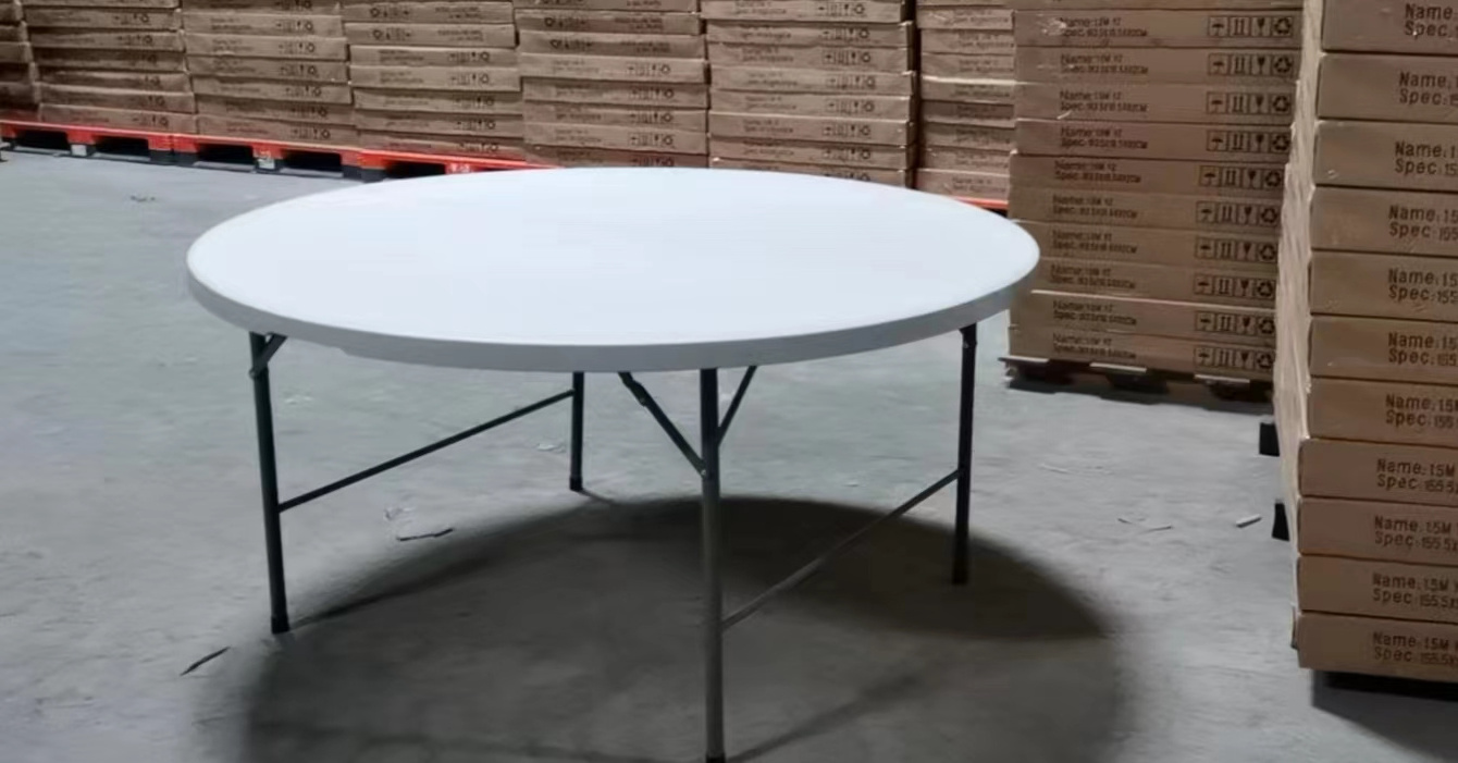 Hot sale 5ft 6ft 8ft banquet folding round plastic table for events wedding plastic round dining table