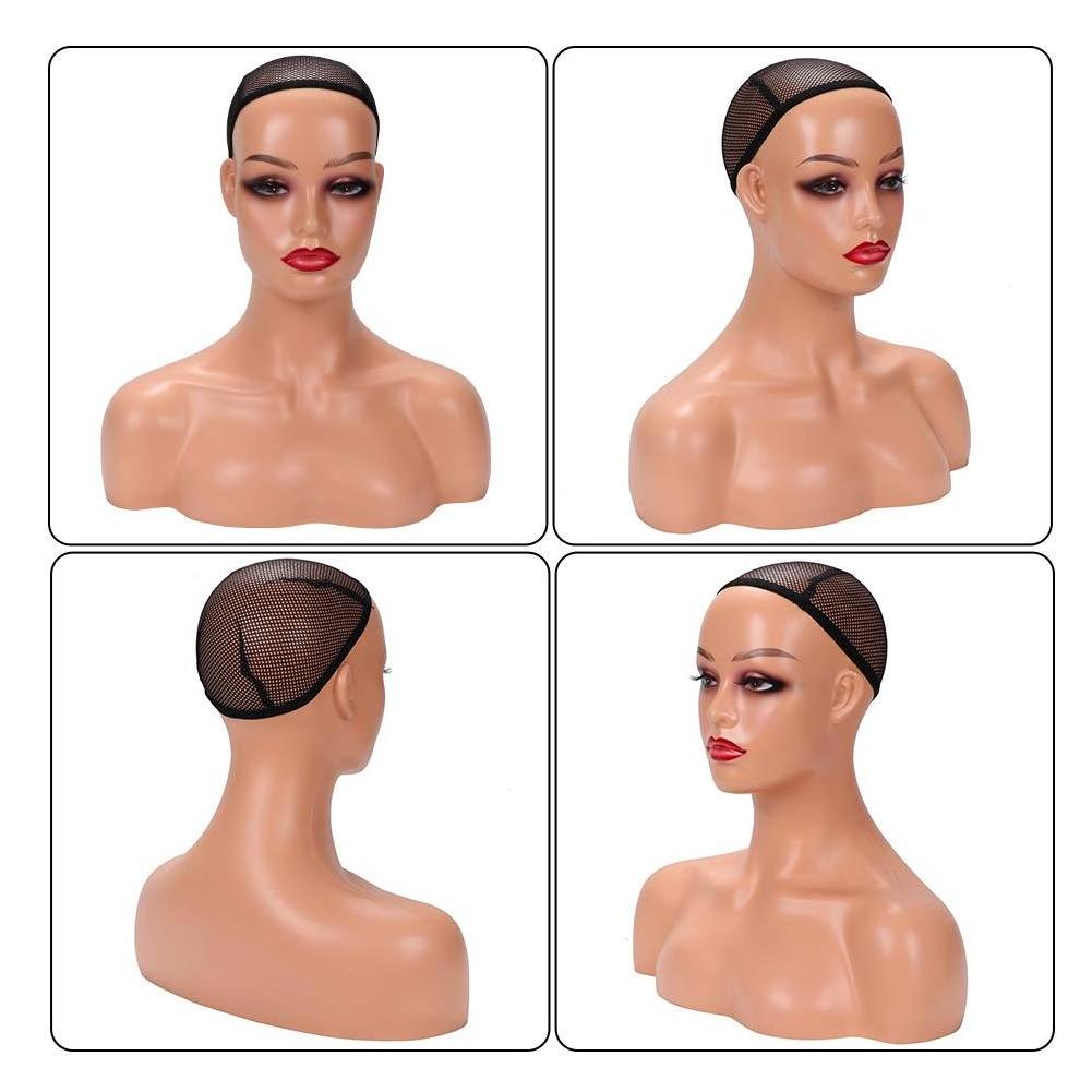 Hot Sale mannequin for jewelry wig display Makeup Face Realistic Female mannequin head with shoulders mannequin head