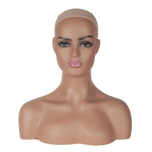 Hot Sale mannequin for jewelry wig display Makeup Face Realistic Female mannequin head with shoulders mannequin head