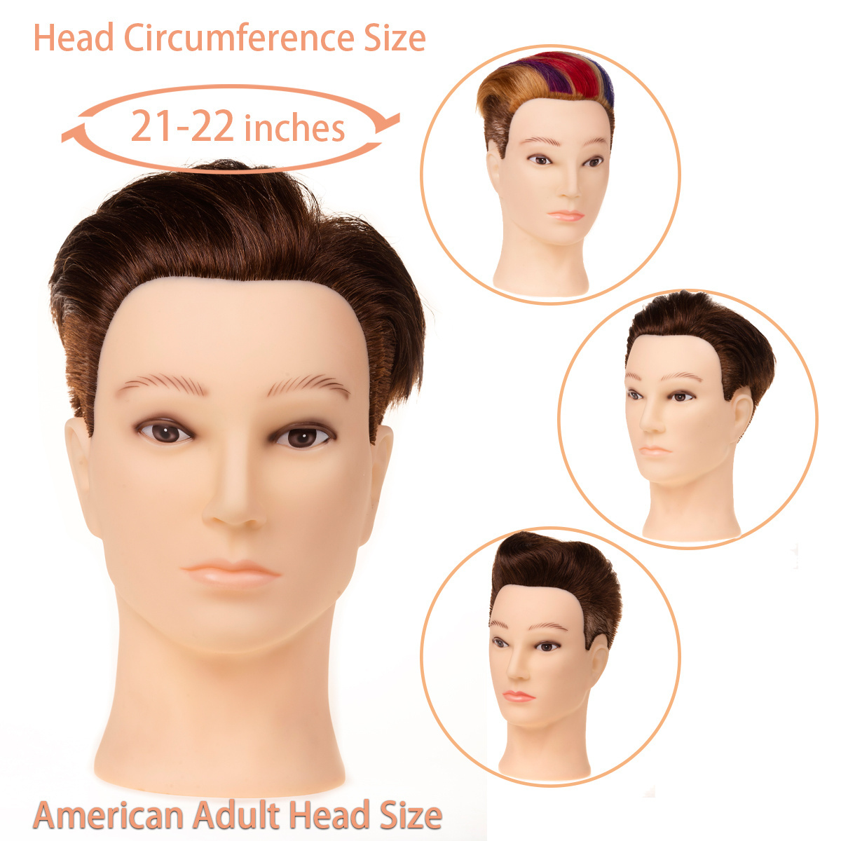 Male Mannequin Head with 100% Human Hair Haircut Training Head with Thick Hair Hairdresser Manikin Head