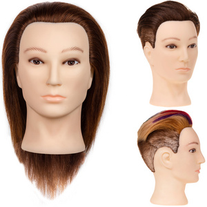 Male Mannequin Head with 100% Human Hair Haircut Training Head with Thick Hair Hairdresser Manikin Head