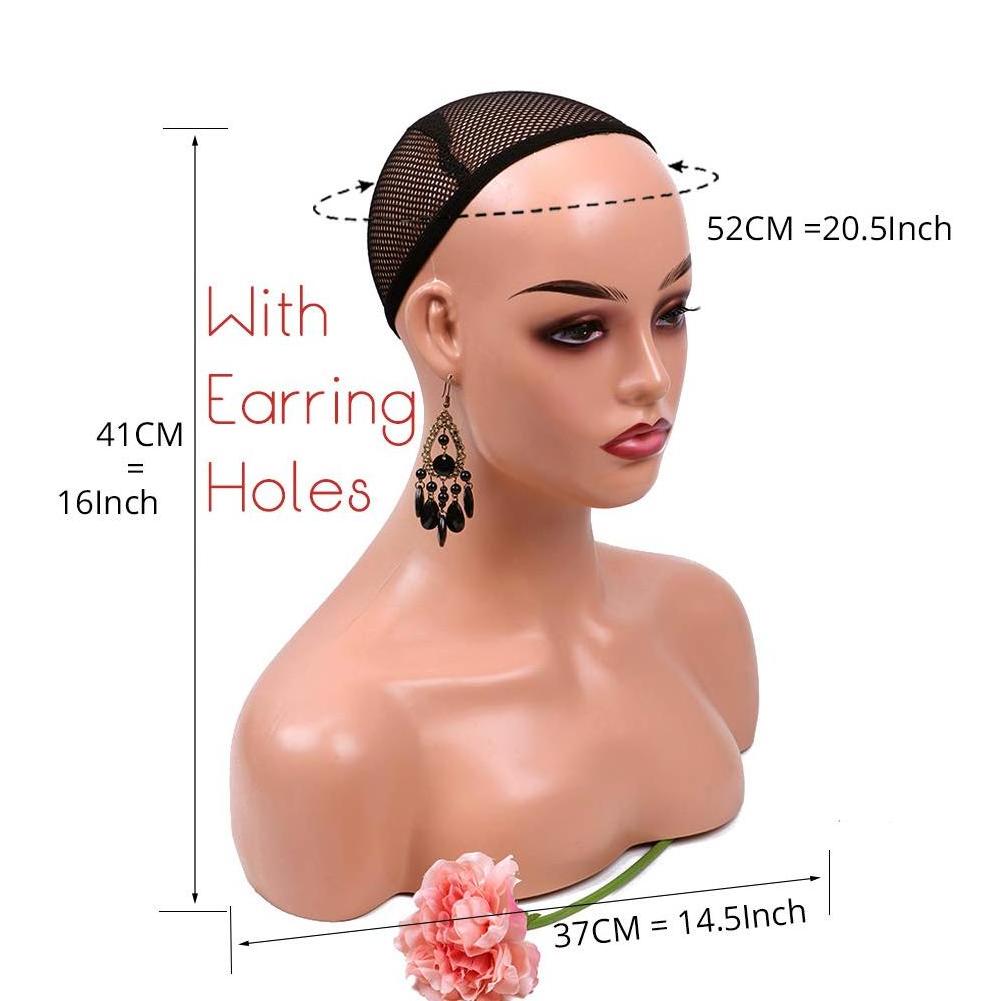 Hot Sale mannequin for jewelry wig display Makeup Face Realistic Female mannequin head with shoulders mannequin head