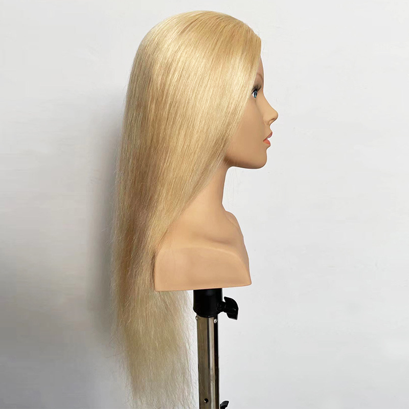 Mannequin Head 24'' 100% Real Hair with Shoulder Hairstyles Dummy Doll Hairdresser Practice Hair Braiding Training Head Kit Curl