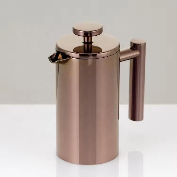 Copper Color Hand Manual Cafetiere Stainless Steel Percolator French Press Coffee Maker