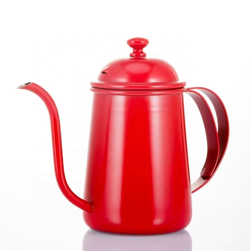 Red Color Stainless Steel Stovetop Hand Brewer Pour Over Coffee Teapot Gooseneck Drip Kettle