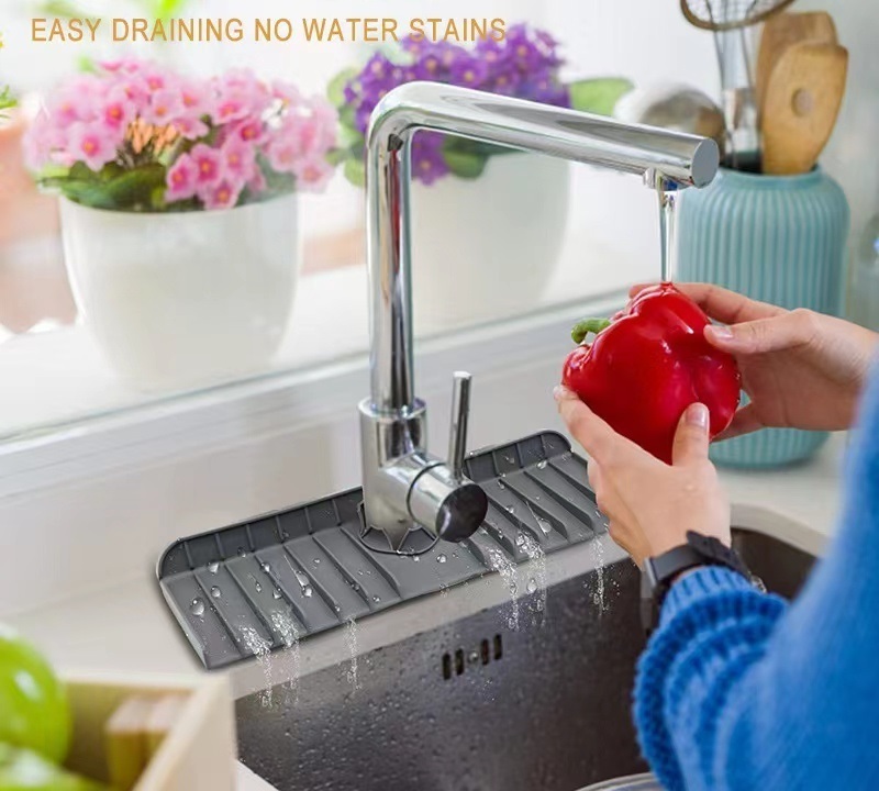 Faucet Splash Drip Catcher Silicone Sink Mat Sponge Tray for Kitchen Countertop Soap Holder For Bathroom Sink