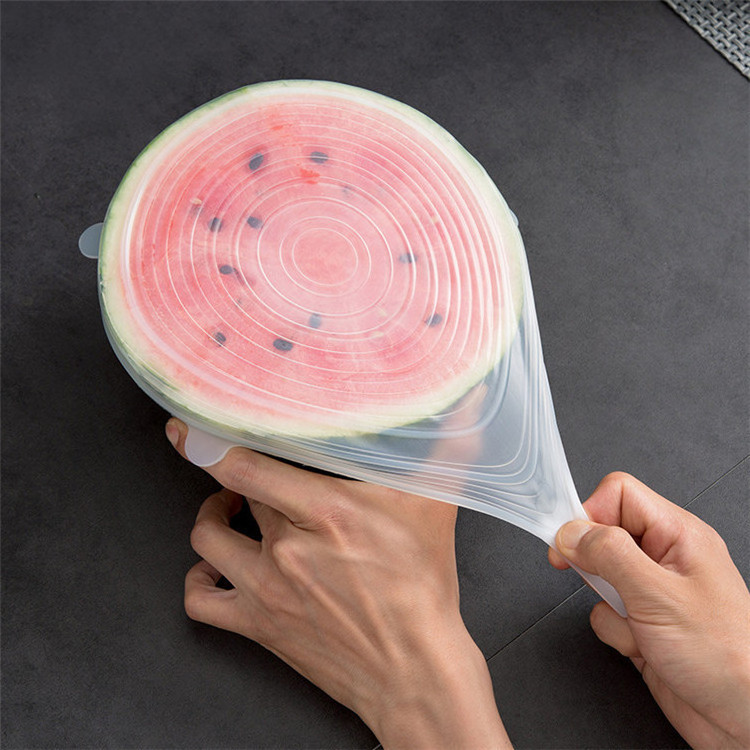 6-Piece Set of Reusable Stretchable Silicone Stretch Lids Fresh Food Covers in Various Sizes for Kitchen Use