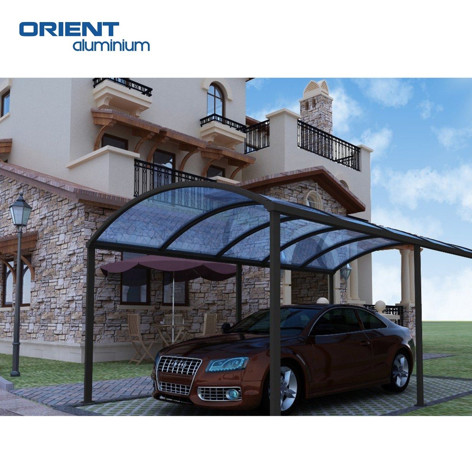 Easily Assembled Polycarbonate Shed Aluminum Pergola Carports for Car Parking Aluminium Free Standing Car Shed