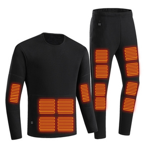 Heating Tech Washable Winter Clothing Warm Men Women Long Sleeve T Shirts USB Smart Heated Thermal Underwear Set with Pants