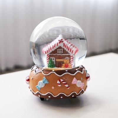 2023 Custom Made  Snow Globe Christmas  Crystal ball  snowglobe The Gingerbread house snow globe  For Holiday Decoration