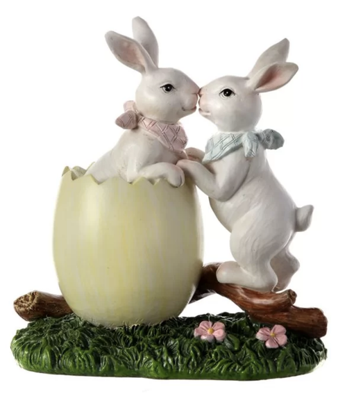 Resin bunny Decoration  Easter Festival Kiss  Rabbit and eggs  resin Rabbit  figurine  custom figurine